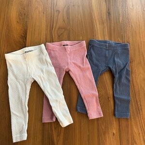 Tea Collection Ribbed Leggings - Cream, Pink, and Blue